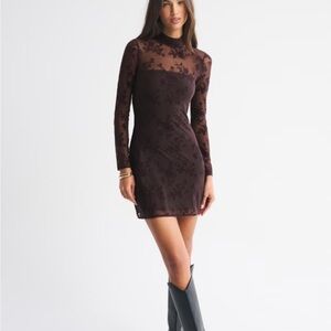 Abercrombie & Fitch Dark Brown Floral Long Sleeve Dress
